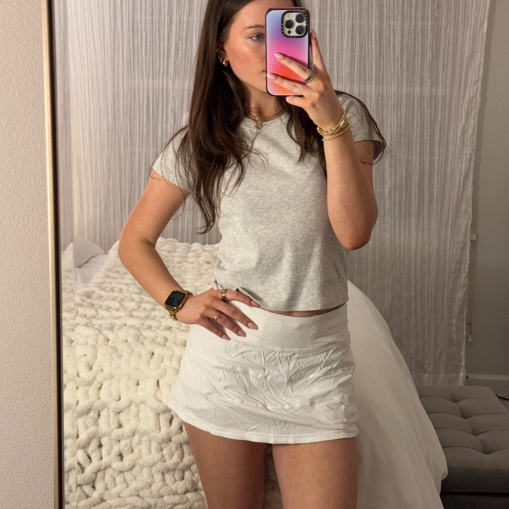 lululemon white pace rival mid rise skirt